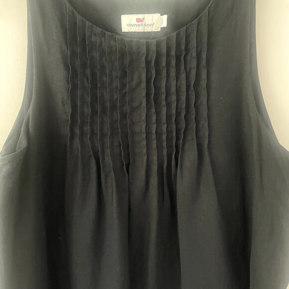 Vineyard Vines Black Linen Pintuck Cisco Swing Dress Sz 8 - Picture 3 of 6